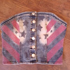 Rare RESTOCK THE laundry Room Star Patterned Denim Bustier